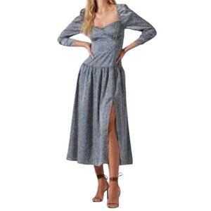 Astr The Label Puff Sleeve Sweetheart Neck Floral Midi Dress Medium EUC